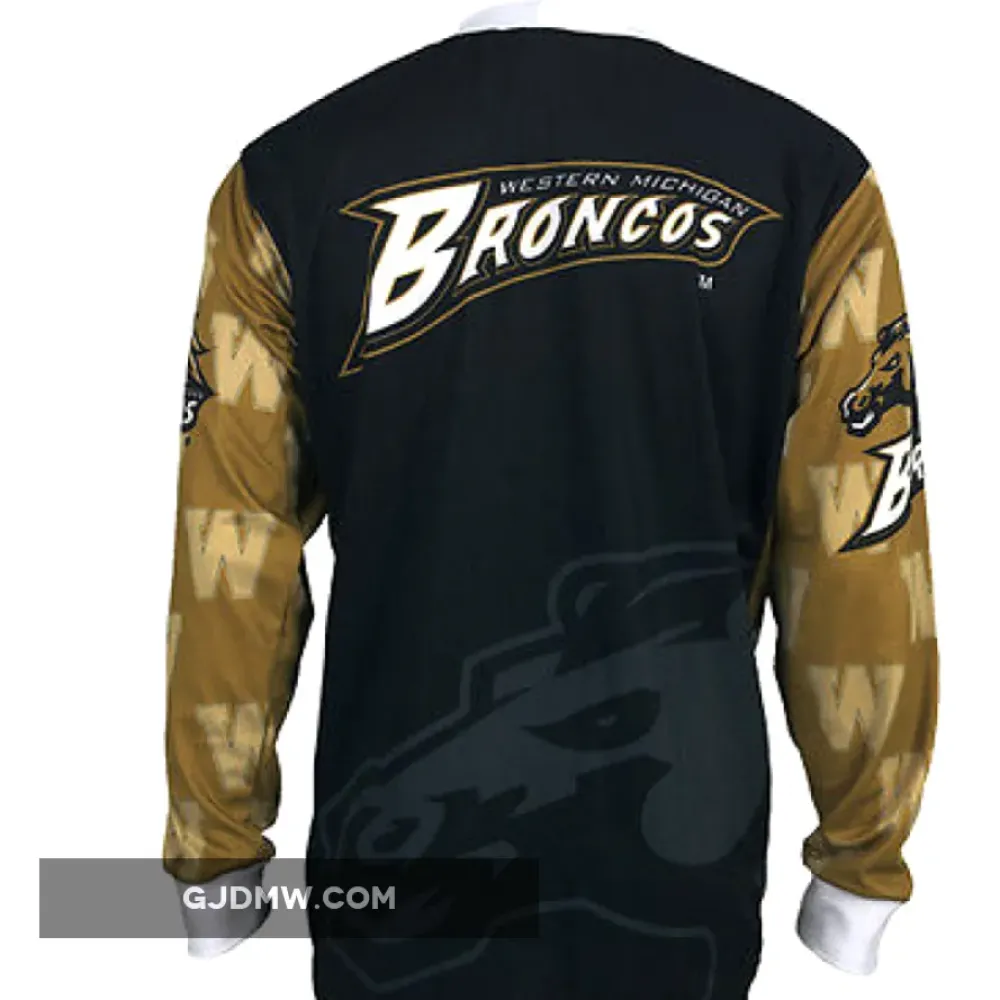 NCAA WMU Western Michigan University Broncos Mountain Long Sleeve Bike MTB Cycling Jerseys